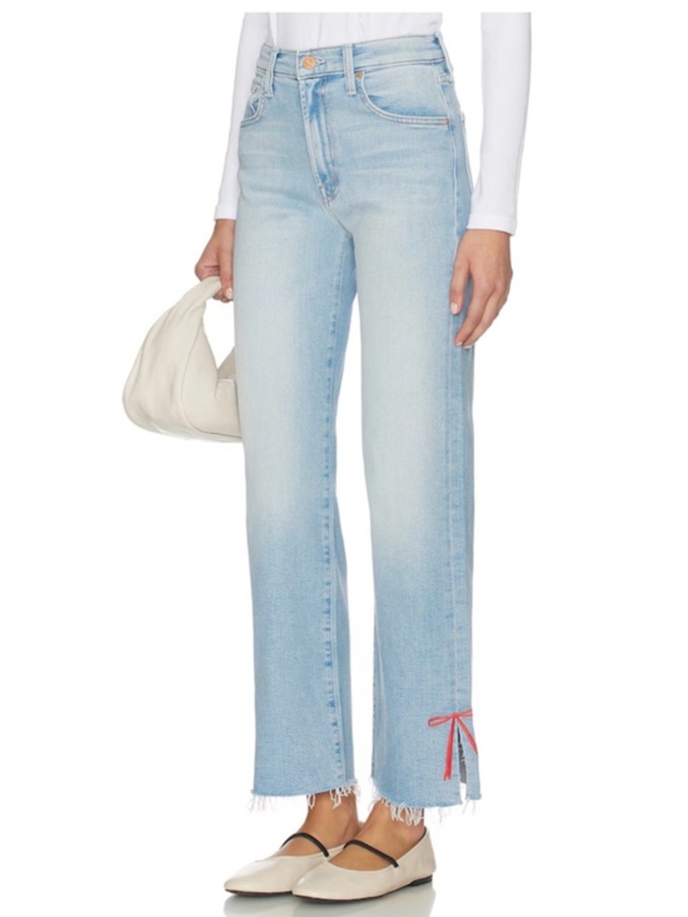 MOTHER The Rambler Zip Slice Hover Jeans in Complete 360 Embroidered Bow Sz: 26